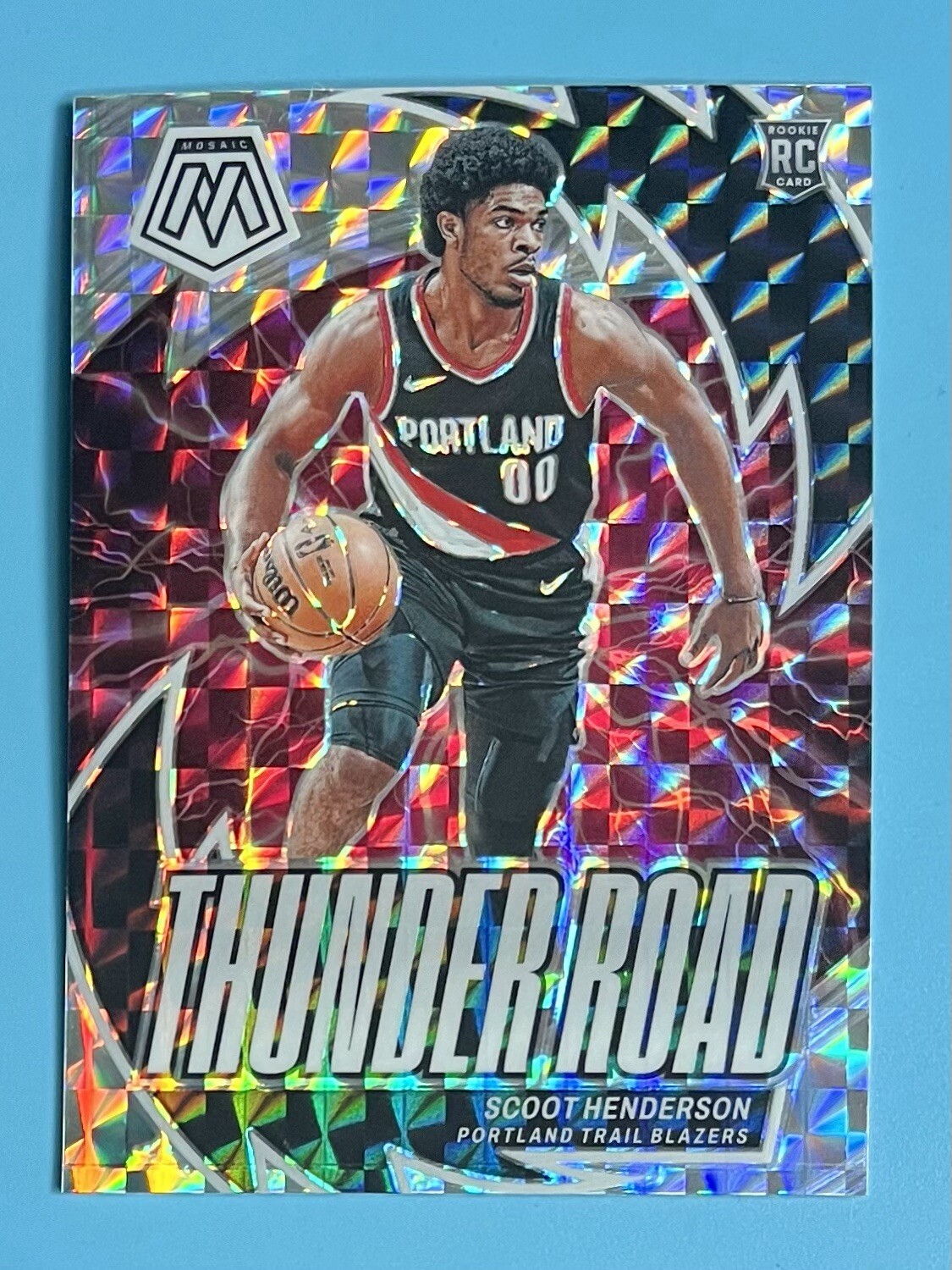 Scoot Henderson 2023-24 Mosaic Thunder Road Silver Mosaic Prizm RC #14 Rookie