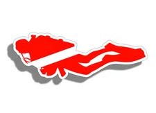 Scuba Diver Down Silhouette Sticker Cup Laptop Phone Dive Flag Car Vehicle Decal