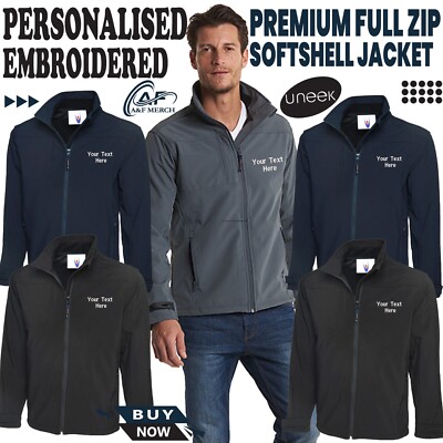 Personalised Custom Embroidered Premium Full Zip Soft Shell Jacket Casual