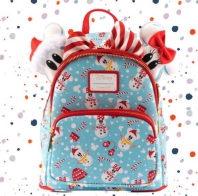 Loungefly Disney Snowman Backpack - Light Blue and Red Loungefly Disney Christmas Mickey & Minnie Snowman Blue  main image 2