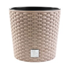 Pot de fleurs pot de fleurs aspect rotin cache-pot jardinière rond 40 cm inse...