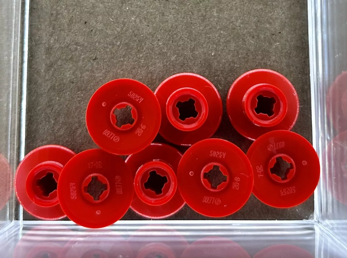 Lego Parts 8 Red Train Wheel Small hole notched No 50254