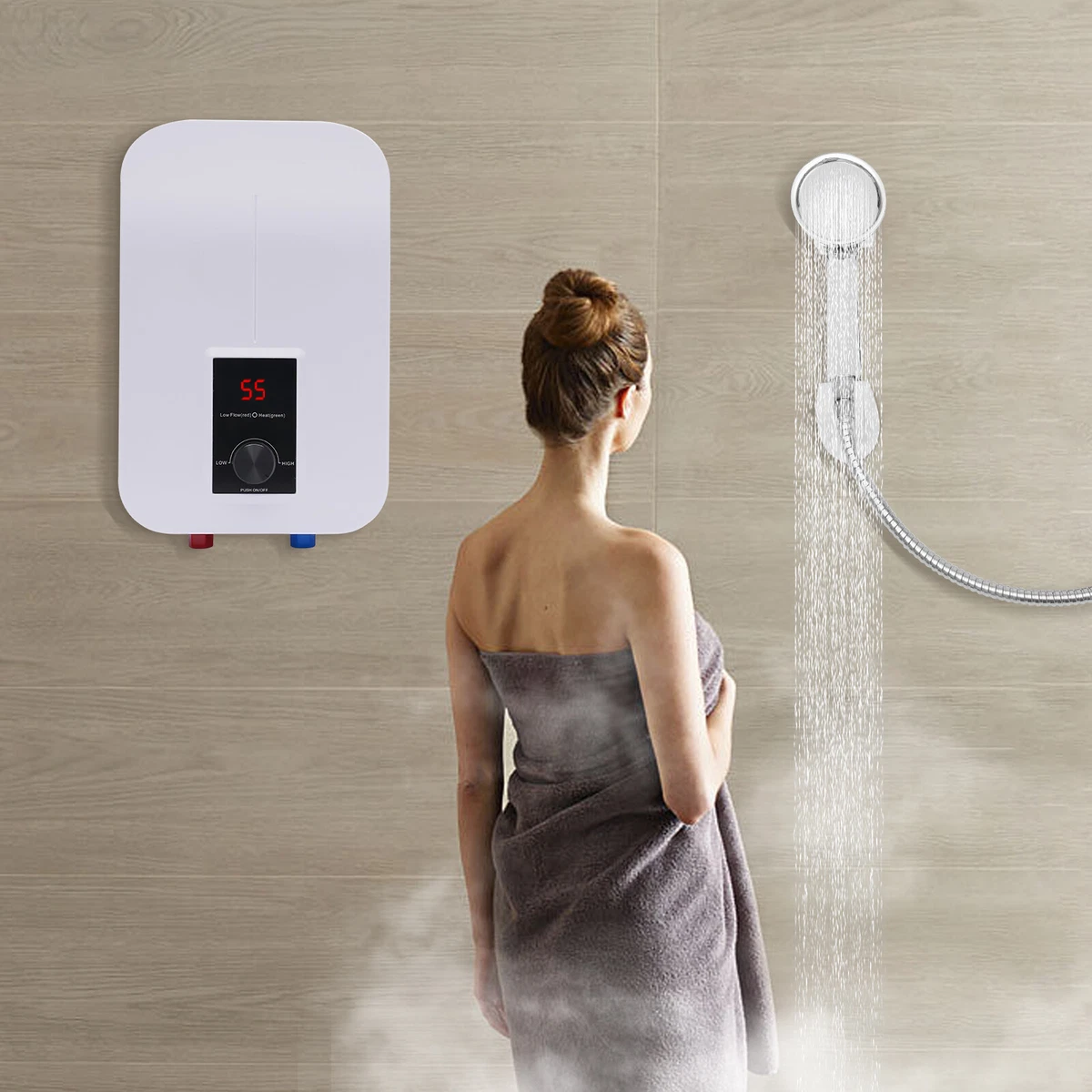 6500W Small Electric Instantaneous Water Heater Instant Water Heater Shower  Head Set | eBay