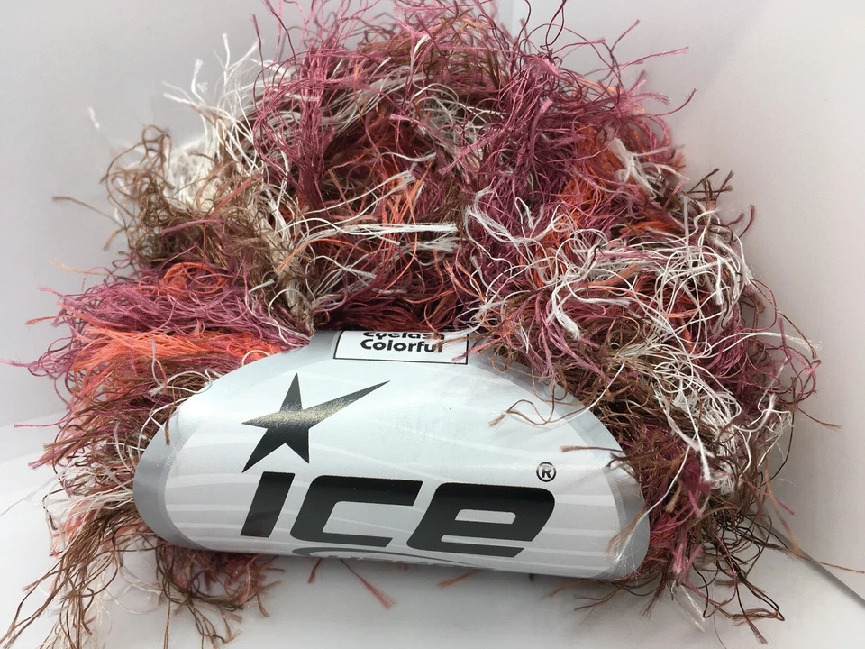 Hilo colorido pestañas Venice extra largas hielo #43762 vino tinto marrón blanco 50 g 32 yd Foto 2 de 4