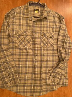CABELAS Guide HIKING FISHING Camping Button Plaid Shirt Long Sleeve Mens Sz XL
