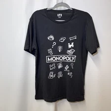 Uniqlo Monopoly Men's T-Shirt Size Medium Gray Unisex Short Sleeve Board Game
