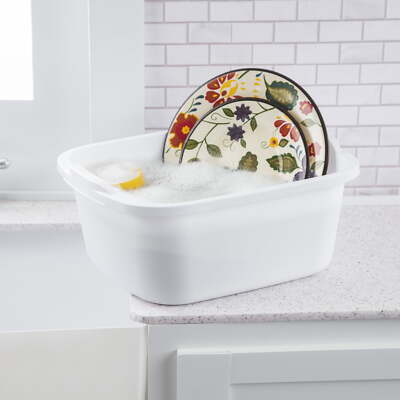 (2 pack) Sterilite 18 Qt. Dishpan, Multi-Purpose Plastic Wash Tub, Kitchen, Sink
