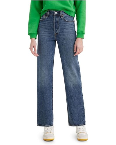 Pantalones de mezclilla Levi's Ribcage para mujer 27 azules tiro alto pierna recta retro Y2K LOTE19