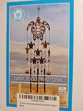 Wind Chime Tribal Turtles 31" H Rustic Copper Sea for Outside Unique Sea.  Bx14