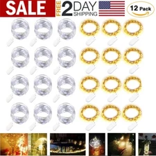 12 PACK 20 LED 6.6ft Battery Operated Mini LED Copper Wire String Fairy Lights