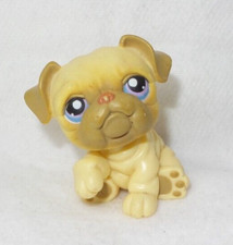 LITTLEST PETSHOP LPS #135 HASBRO CHIEN BULLDOG BOULEDOGUE BEIGE YEUX BLEU ROSE