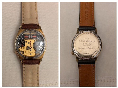 ACCUTRON 218 CLEAR EXHIBITION CASE BACK W/ RING with before and after photos