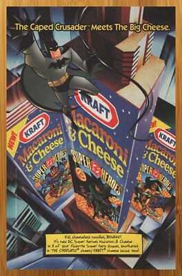 1998 Kraft Macaroni & Cheese DC Super Heroes Print Ad/Poster