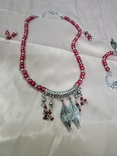 Egyptian Handcrafted Beaded Necklace with Silver Leaf Pendant