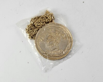 Vintage Caesars Palace Las Vegas NV - Gold Tone Heavy Pendant with Chain - NOS
