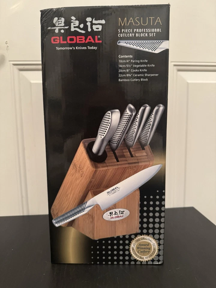 Nuevo Juego de Bloques de Cuchillos Global Masuta, 5 Piezas Plata Foto 2 de 4