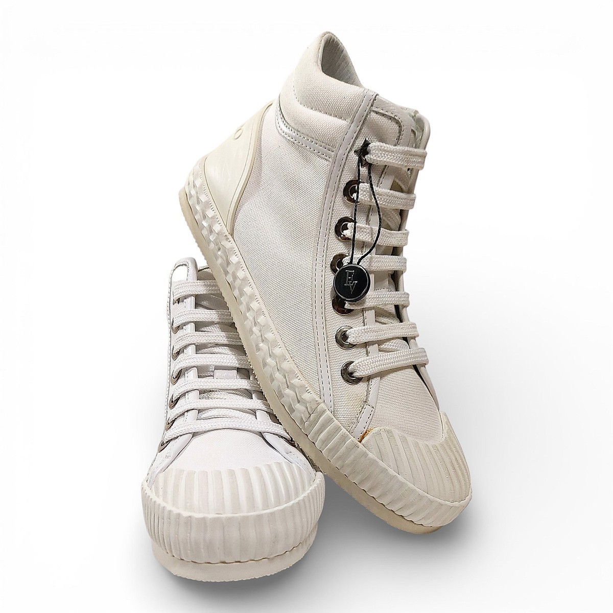 Jimmy Choo White Leather High Top Lace Up Womens Sneakers EU 36