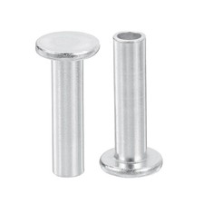 50Pcs 8mm x 30mm Aluminum Flat Head Semi Tubular Rivets Silver Tone