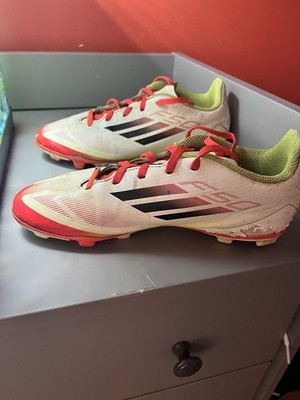 adidas Youth Soccer Cleats Shoes White/Red/Green Molded Studs Pair! Size 4! F50!