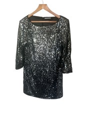 Tahari Ezra Sequin Dress Size 16 Silver Retails $139 Nwt