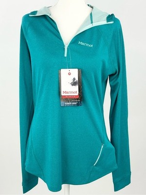 Marmot Women s Indio 1/2 Zip Hoodie M NWT Polartec Power Grid Malachite