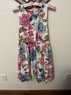 Monsoon Girls Sleeveless Dress Tropical Beads And Sequence Embellishment Size 11
