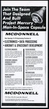 1961 NASA Project Mercury space capsule art McDonnell employment vtg print ad