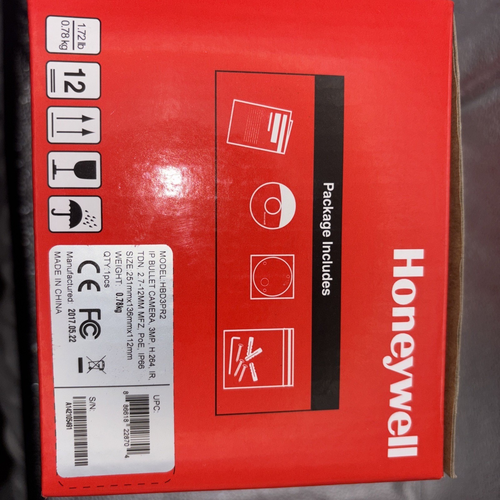 Honeywell Performance HBD3PR2 IR Day/Night Indoor/Outdoor IP Bullet Camera 3MP