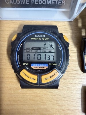 Men KOREAN Vintage 1990 DIGITAL Watch CASIO ''Work Out'' (879) JC-10. Alarm.Chrono
