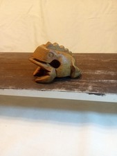 HAND CARVED WOODEN GUIRO TOAD ONLY NO STICK