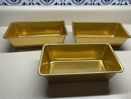 Three Vintage Coppertone Aluminum Bread Pan Molds