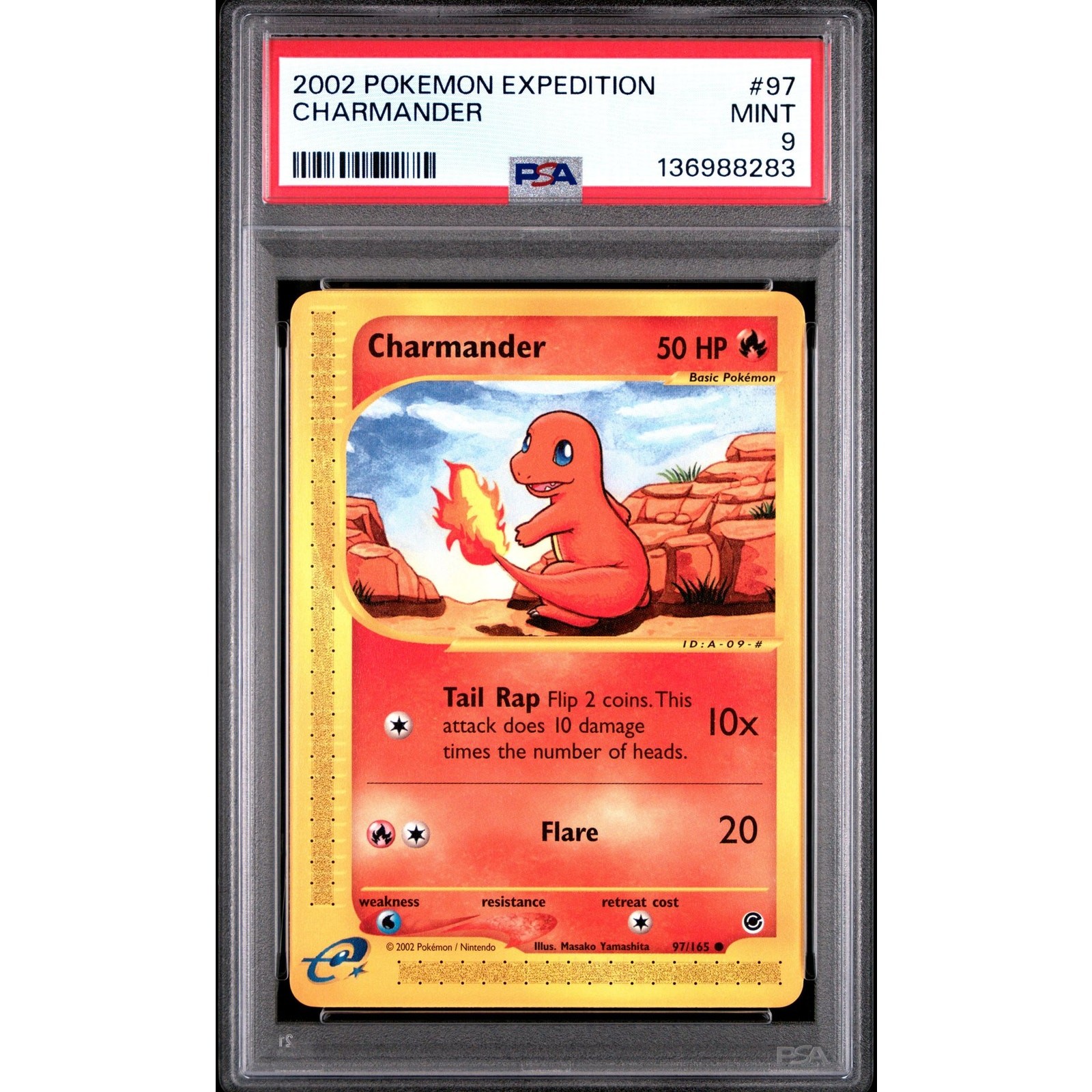 PSA 9 MINT Charmander 97/165 Pokémon Expedition 2002 Non Holo E-Reader Common