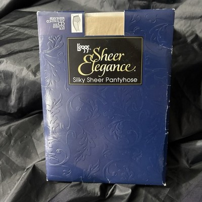 NEW Vintage Leggs Sheer Elegance Black Shadow Silky Sheer Toe Pantyhose Size CD