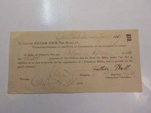 Civil War Document 1865 2nd Connecticut Heavy Artillery Parker Station Virginia