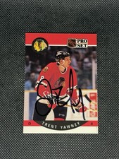 Trent Yawney 1990-91 Pro Set Chicago Blackhawks Signed Auto Card #64 ~ COA