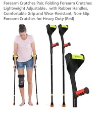 Antdvao Forearm Crutches Pair Folding Crutches Bag Included No Slip New