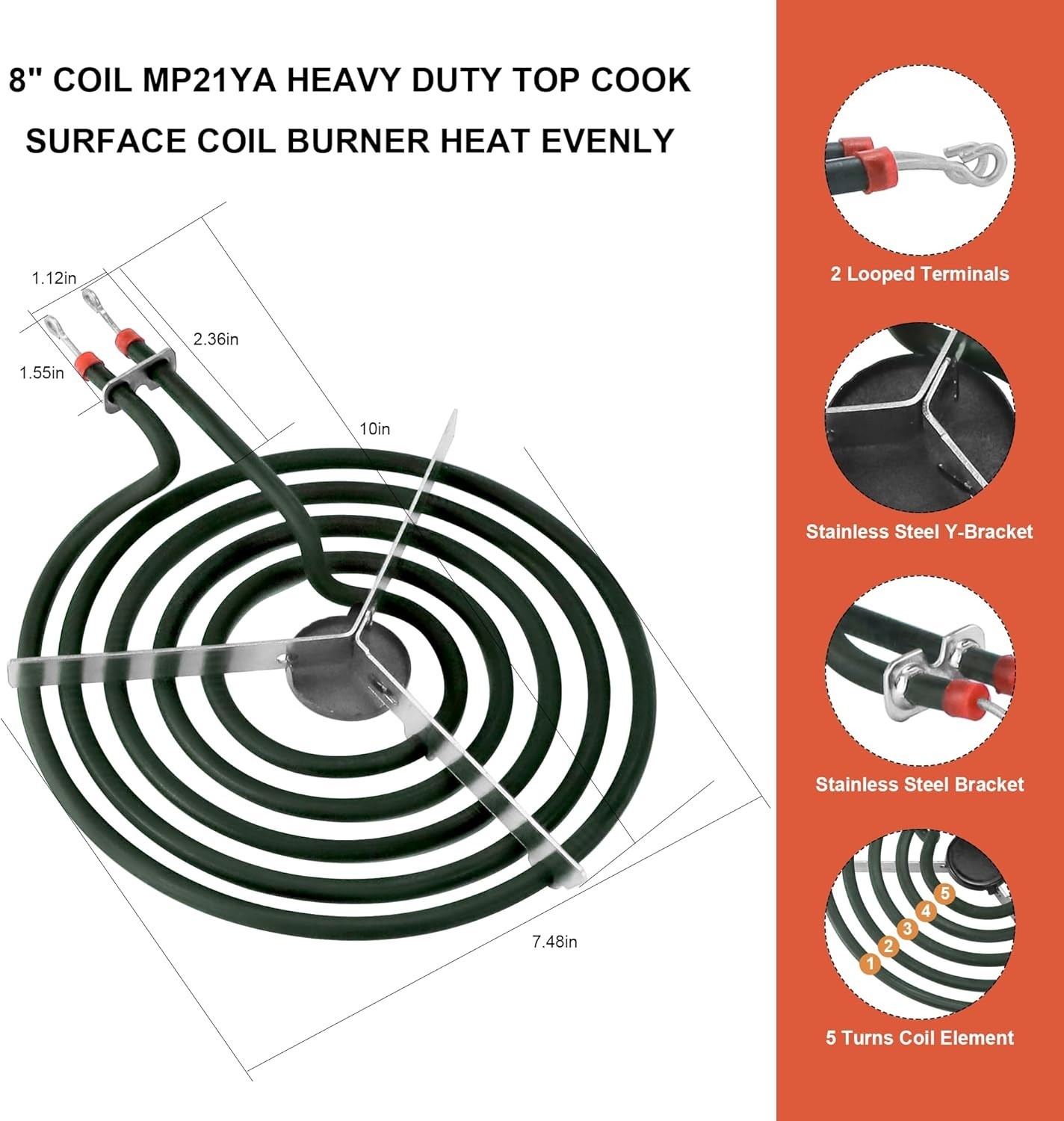 Stove Element Replacement for Amana Whirlpool Kenmore Electric Range Burner