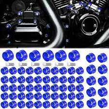 66X Blue Engine Bolt Topper Caps Cover For Harley Street Road Glide Twin Cam1