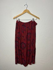 Alfred Dunner Paisley Skirt Rayon Red Elastic Waist 80s-90s Size 12 USA