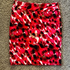 Red, black, white water color design knee length skirt from Cato size 8