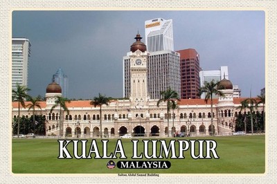Holzschild 12x18 cm Kuala Lumpur Sultan Abdul Building Bildmotiv Reisemotiv Aben
