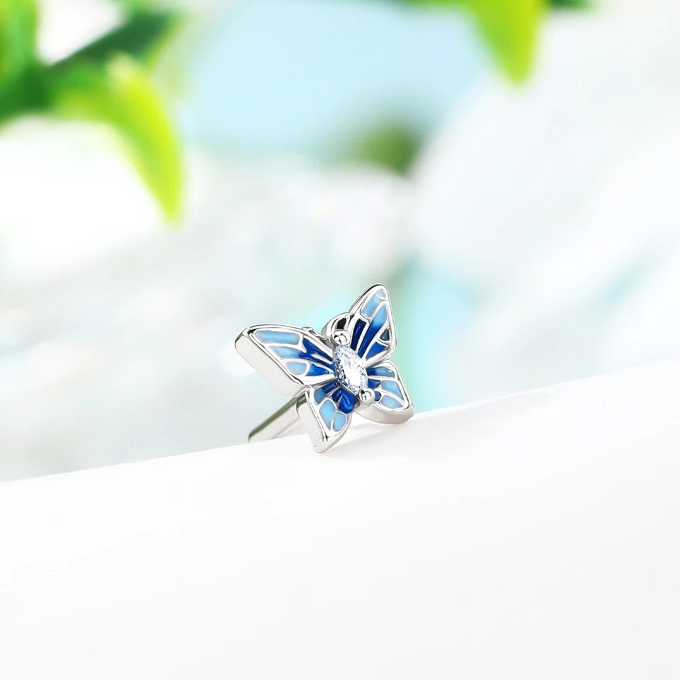 3Шт нос гвоздики L-образный 20G хирургическая сталь CZ бабочка ноздри пирсинг ювелирные изделия - Изображение 4 из 4