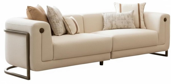 Beiges 3-Sitzer-Sofa Stoffsofa Designersofa GroßEs Sofa WohnzimmermöBel-image