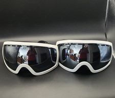 2 pair ICE Ski/Snowboard Goggles White Frame Mirrored Black Lens Adjustable. New