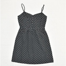 J. Crew Women's Fit & Flare Dress Polka Dot Zip V Neck Polyester Black Size 2
