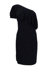 Lauren by Ralph Lauren Petite Women's Ruffled Sheath Dress (14P, Black)