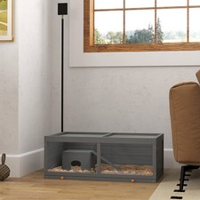 PawHut Wooden Hamster Cage with Sliding Tray, Openable Top, Hut, Grey