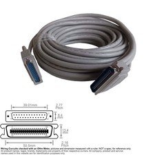 Cable Parallel Printer Centronics 36-Pin Male D-Sub DB25 25-Pin 50FT IEEE 1284