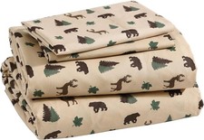 Cozy Cabin 4-Piece Queen Microfiber Bedding Sheet Set with Deep Pockets Rustic