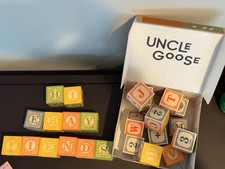Set Of 27 Embossed Uncle Goose Wooden Alphabet Blocks, animals, numbers, math